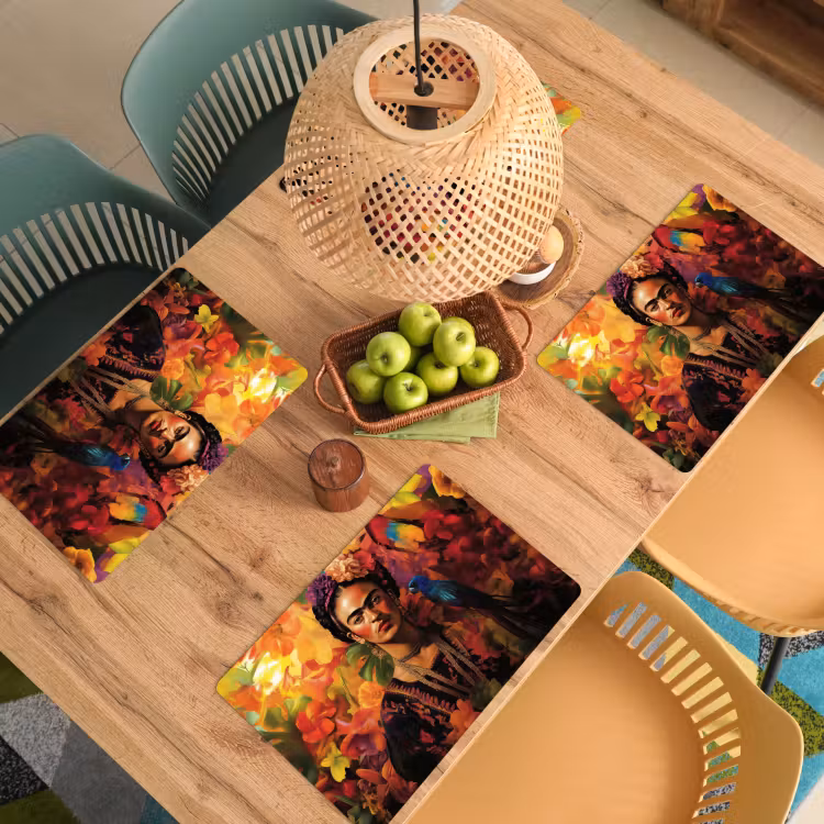 Sets de table en vinyle - Femme - Fleurs - Perroquet - Pittoresque — 3