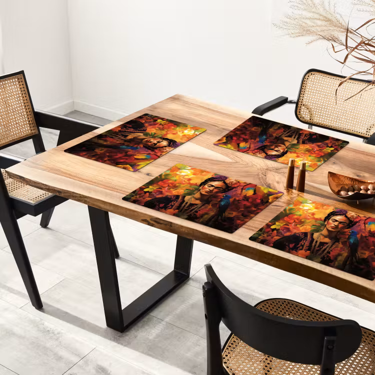 Sets de table en vinyle - Femme - Fleurs - Perroquet - Pittoresque — 4