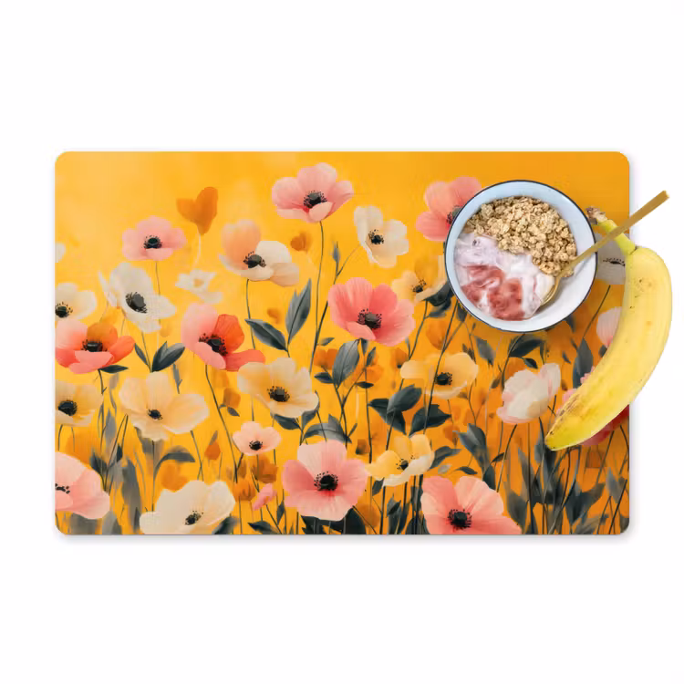 Sets de table en vinyle - Fleurs - Champ - Jaune — 1