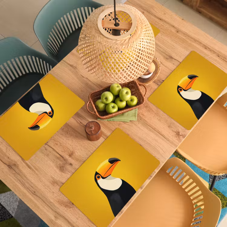 Sets de table en vinyle - Toucan - Minimaliste - Bec - Orange — 3