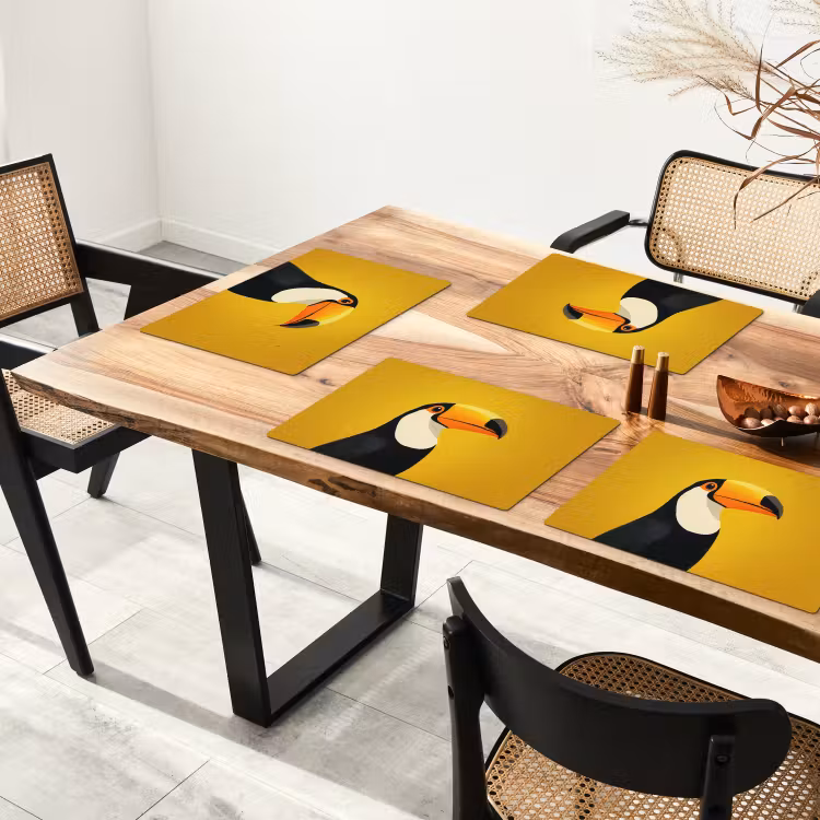 Sets de table en vinyle - Toucan - Minimaliste - Bec - Orange — 4