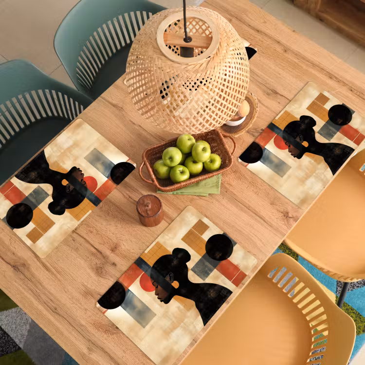 Sets de table en vinyle - Vue de côté - Femme - Formes — 3