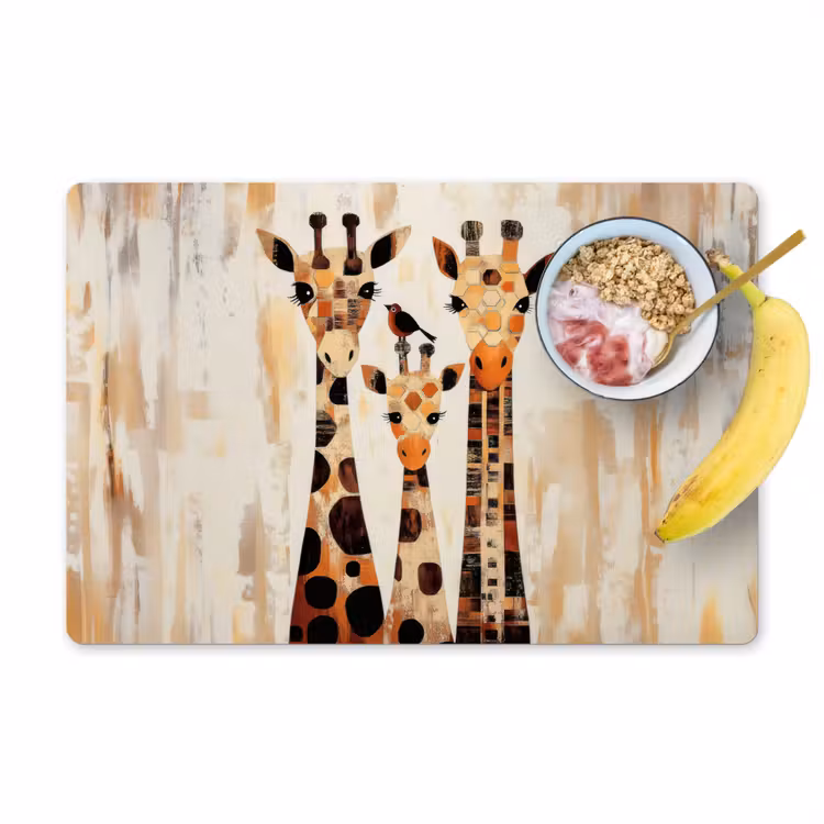 Sets de table en vinyle - Girafes - Dessin animé - Crème — 1