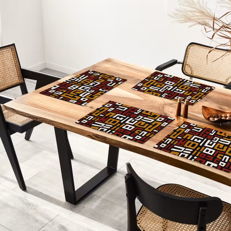 Sets de table en vinyle - Abstrait - Motif - Rouge — 4