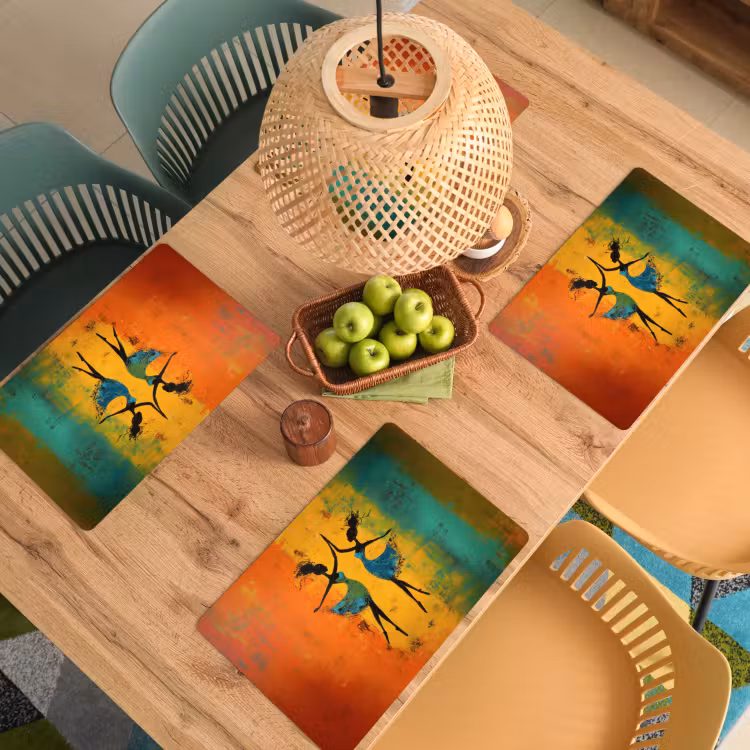 Sets de table en vinyle - Danse - Femmes - Texture de peinture — 3