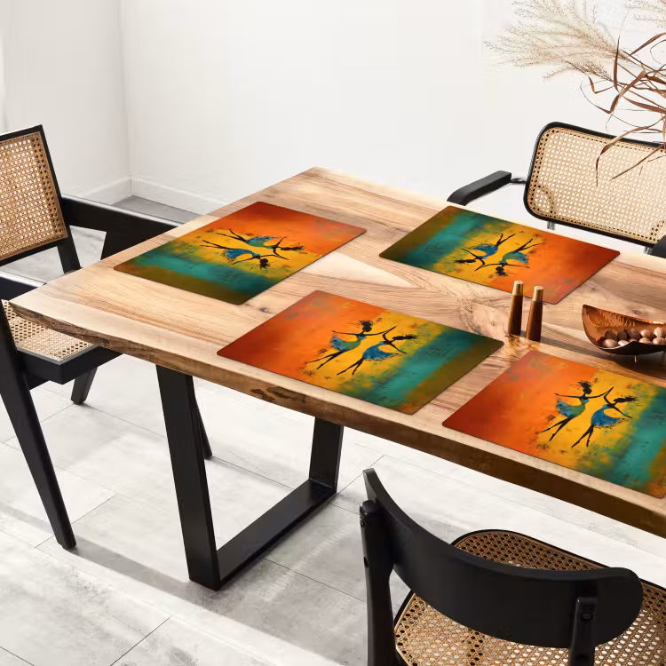 Sets de table en vinyle - Danse - Femmes - Texture de peinture — 4