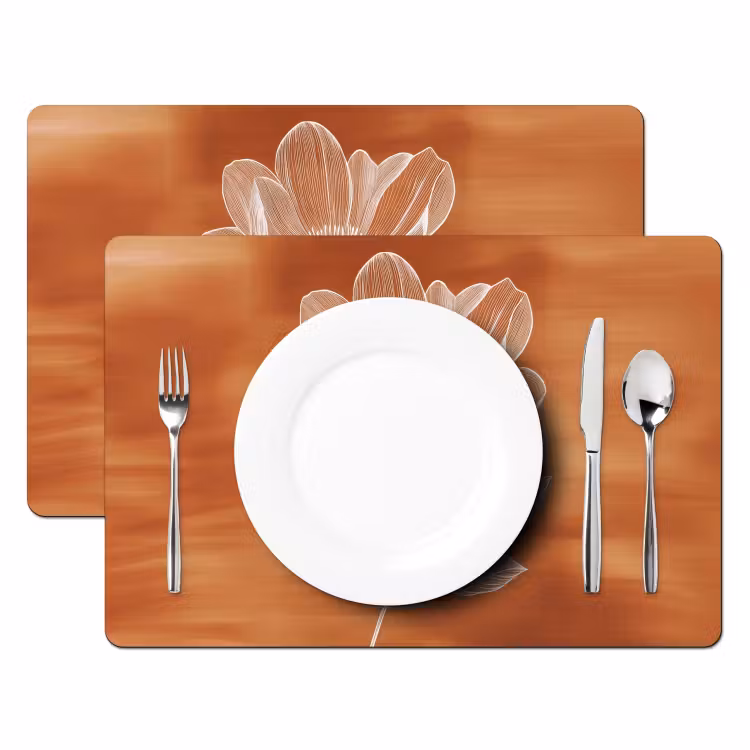 Sets de table en vinyle - Fleur - Minimaliste - Blanc — 2