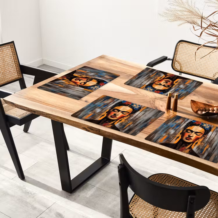 Sets de table en vinyle - Portrait - Femme - Fleurs — 4