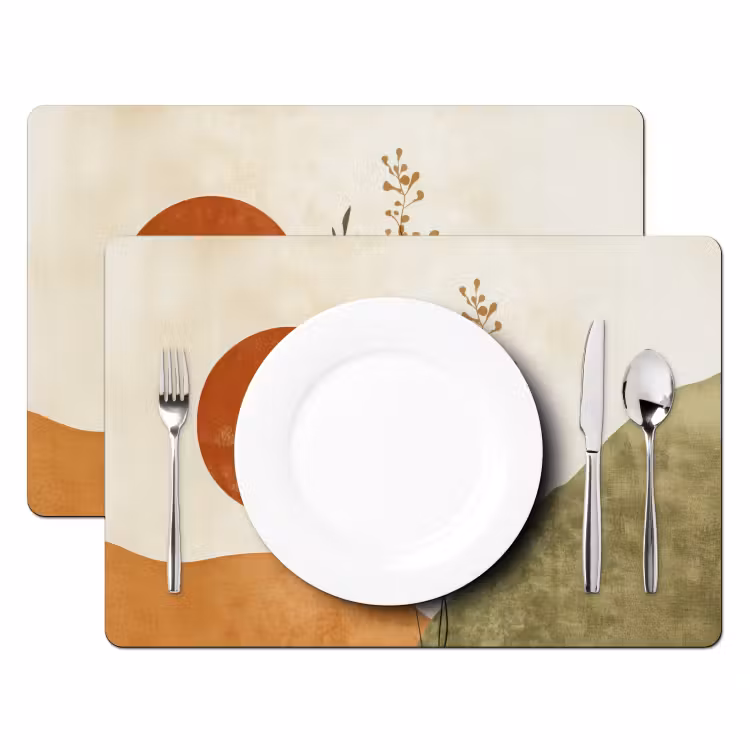 Sets de table en vinyle - Soleil - Abstrait - Branches - Orange — 2