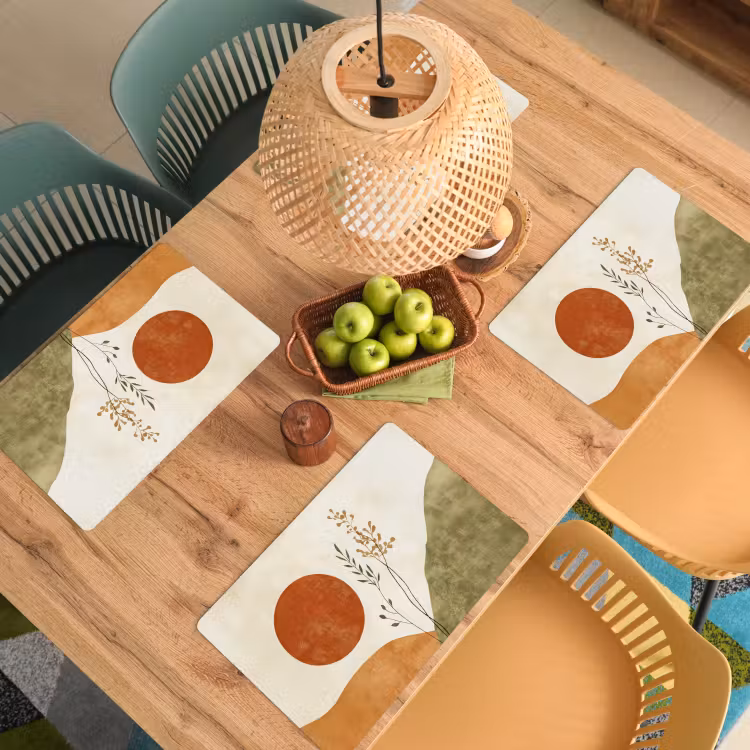 Sets de table en vinyle - Soleil - Abstrait - Branches - Orange — 3