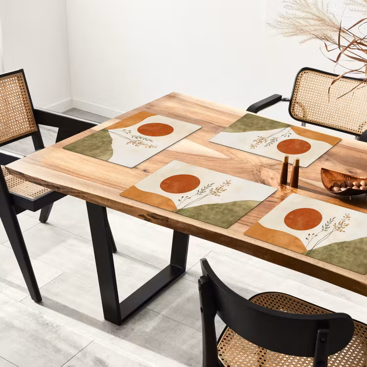 Sets de table en vinyle - Soleil - Abstrait - Branches - Orange — 4
