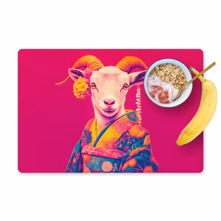 Sets de table en vinyle - Chèvre - Cornes - Kimono - Coloré — 1