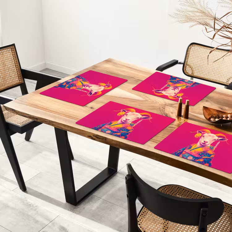 Sets de table en vinyle - Chèvre - Cornes - Kimono - Coloré — 4