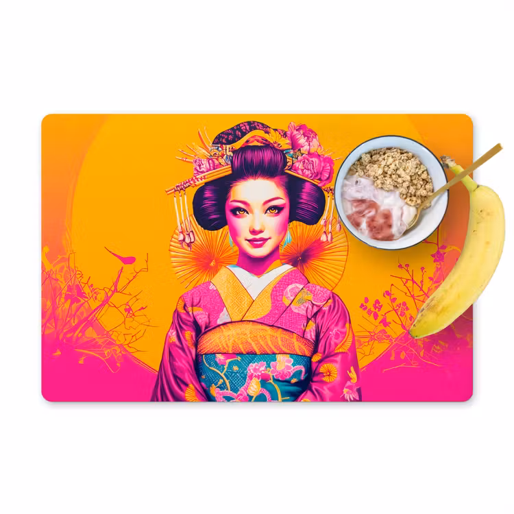 Sets de table en vinyle - Fleurs - Femme - Kimono - Rose — 1