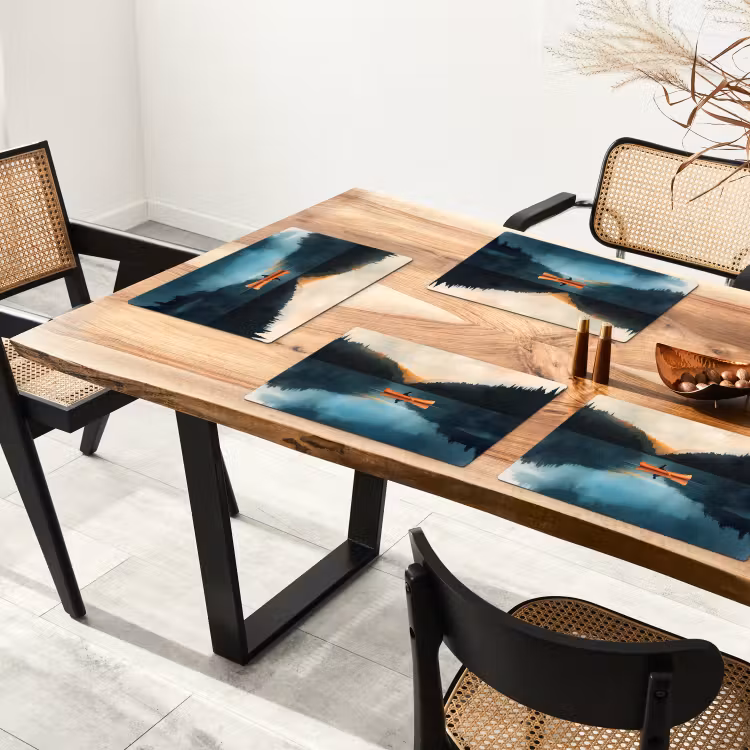 Sets de table en vinyle - Forêts - Lac - Canoë - Orange — 4