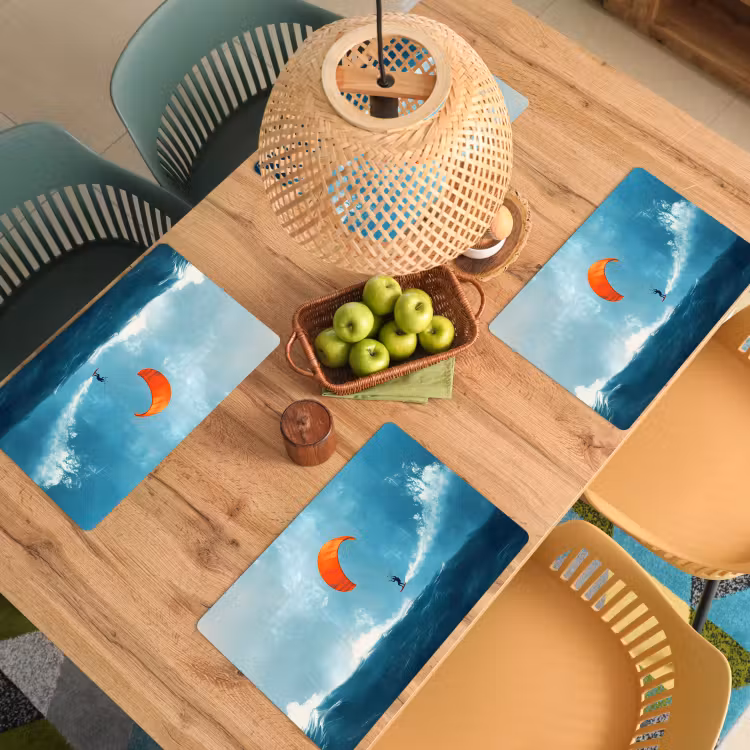 Sets de table en vinyle - Kitesurfer - Orange - Mer - Ciel — 3