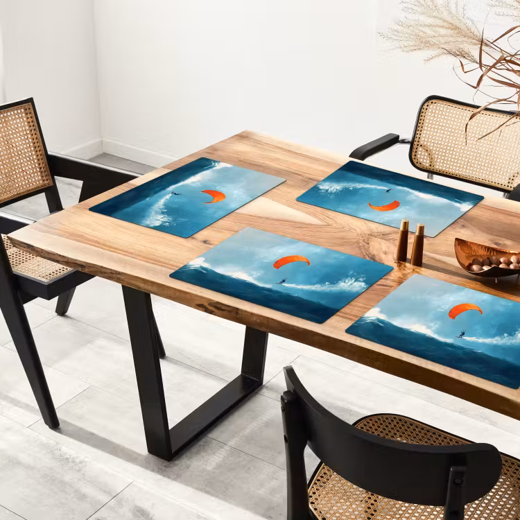 Sets de table en vinyle - Kitesurfer - Orange - Mer - Ciel — 4