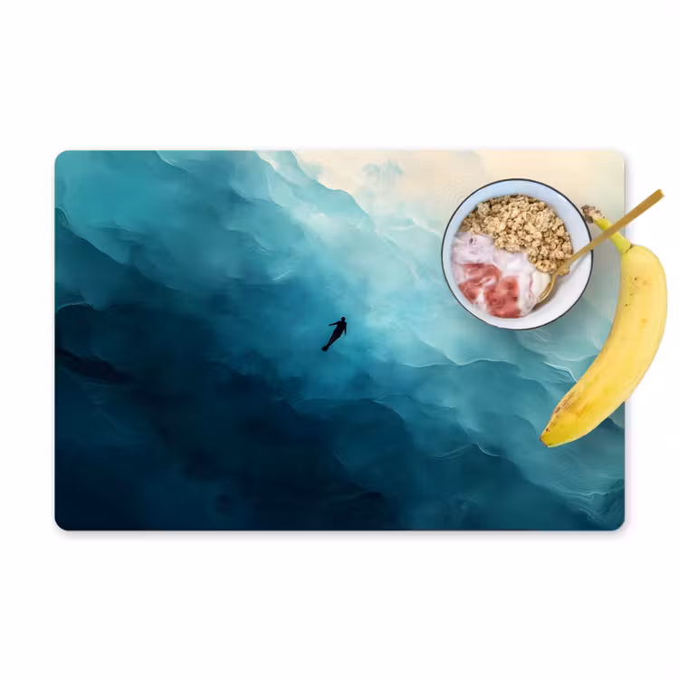 Sets de table en vinyle - Mer - Silhouette - Abstrait - Bleu — 1