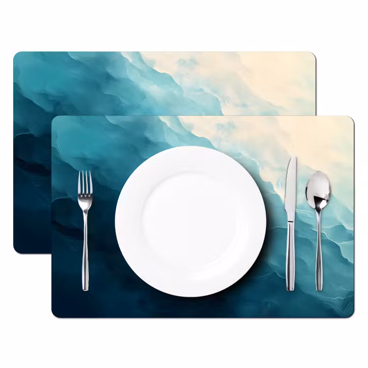 Sets de table en vinyle - Mer - Silhouette - Abstrait - Bleu — 2