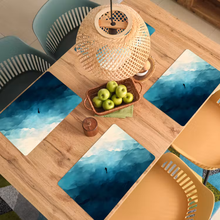 Sets de table en vinyle - Mer - Silhouette - Abstrait - Bleu — 3