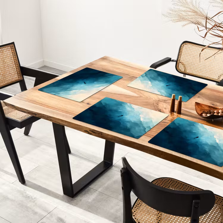 Sets de table en vinyle - Mer - Silhouette - Abstrait - Bleu — 4