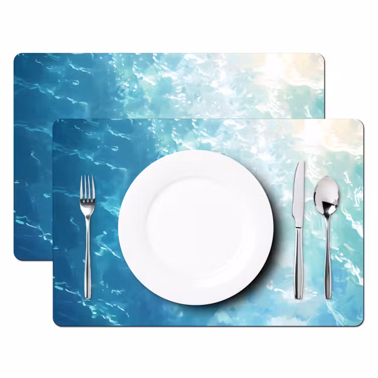 Sets de table en vinyle - Tortue - Mer - Bleu - Pailleté — 2