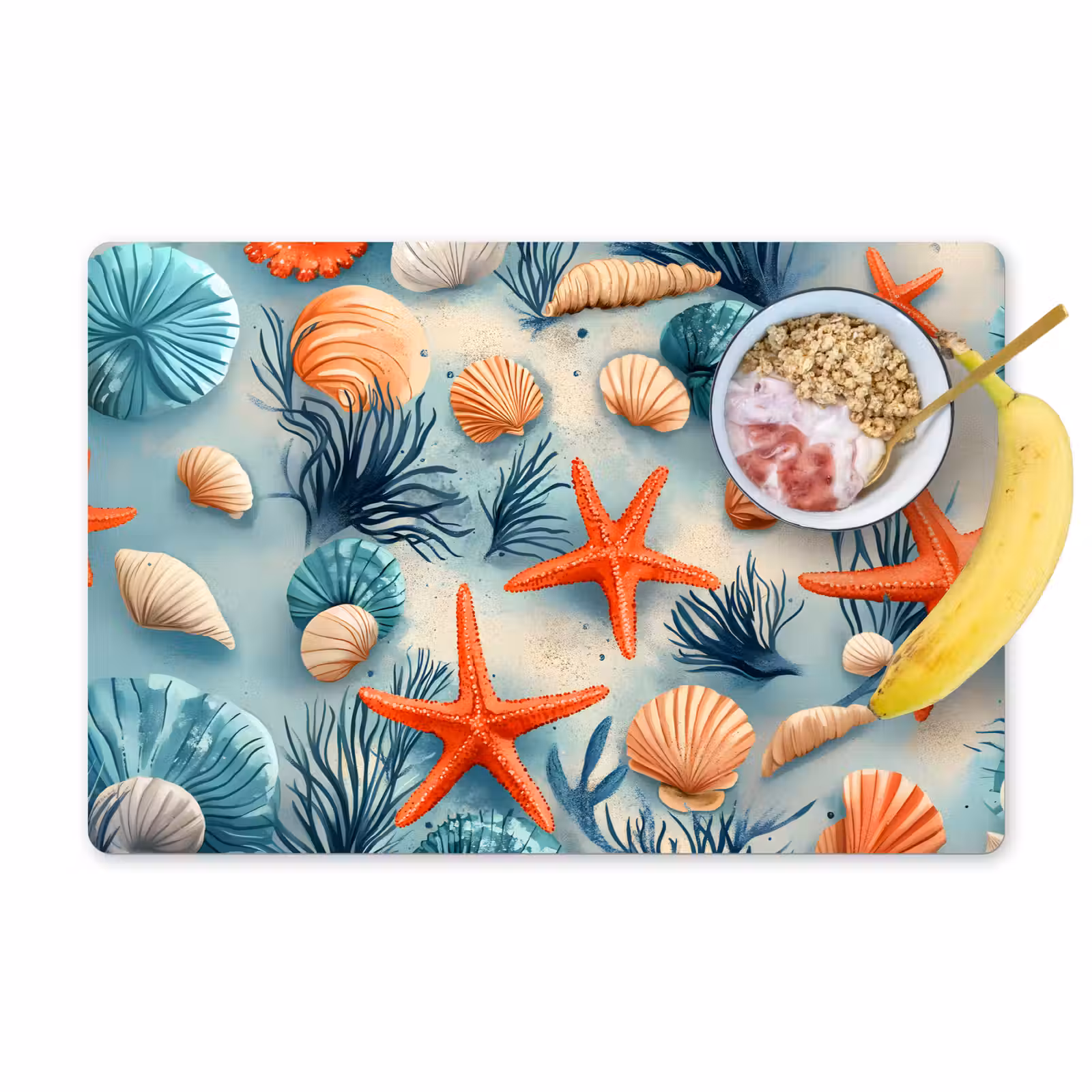Sets de table en vinyle - Étoile de mer - Coquillages - Illustration - Sable — 1