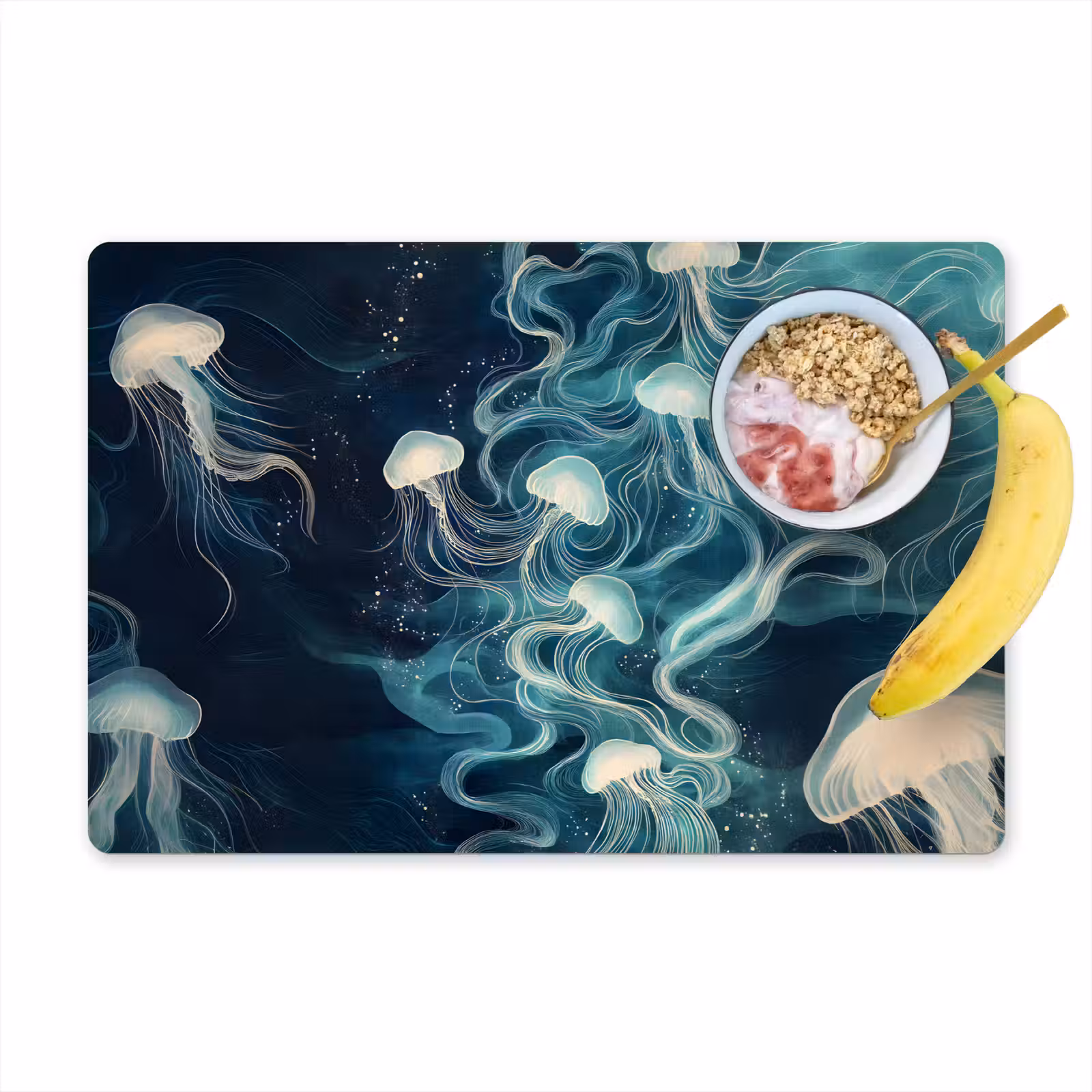 Sets de table en vinyle - Méduse - Mer - Blanc - Vagues — 1