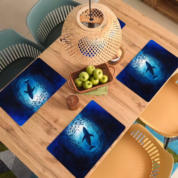 Sets de table en vinyle - Baleine - Poisson - Bleu foncé — 3