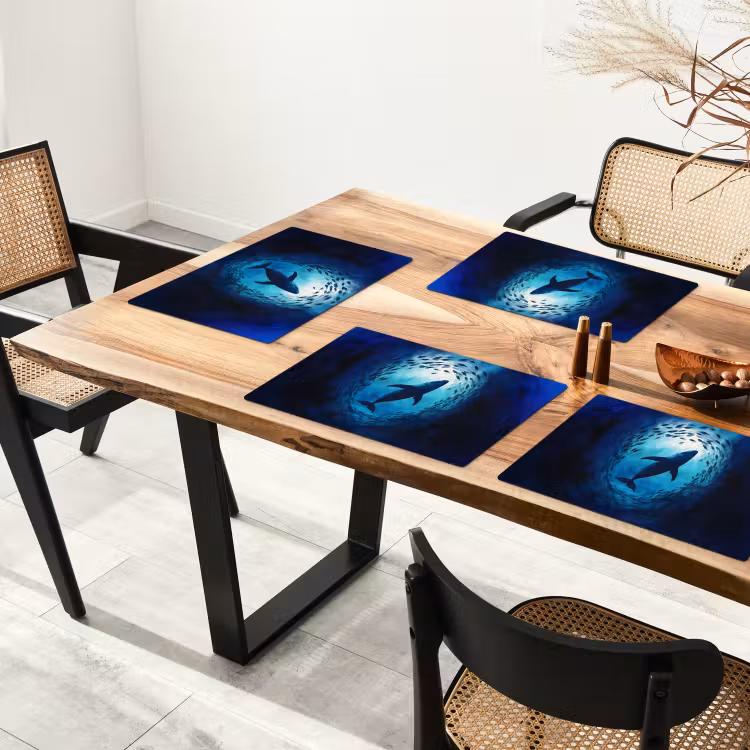 Sets de table en vinyle - Baleine - Poisson - Bleu foncé — 4