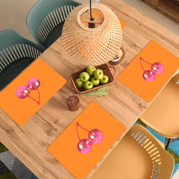 Sets de table en vinyle - Discoballs - Cherry - Miroirs - Pink — 3
