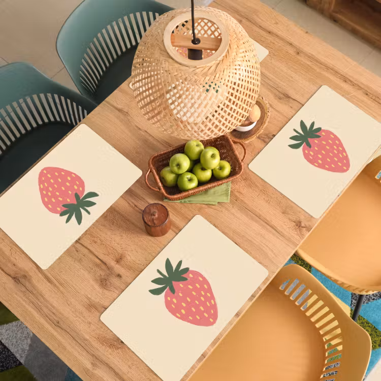Sets de table en vinyle - Fraise - Minimaliste - Rouge - Fruit — 3