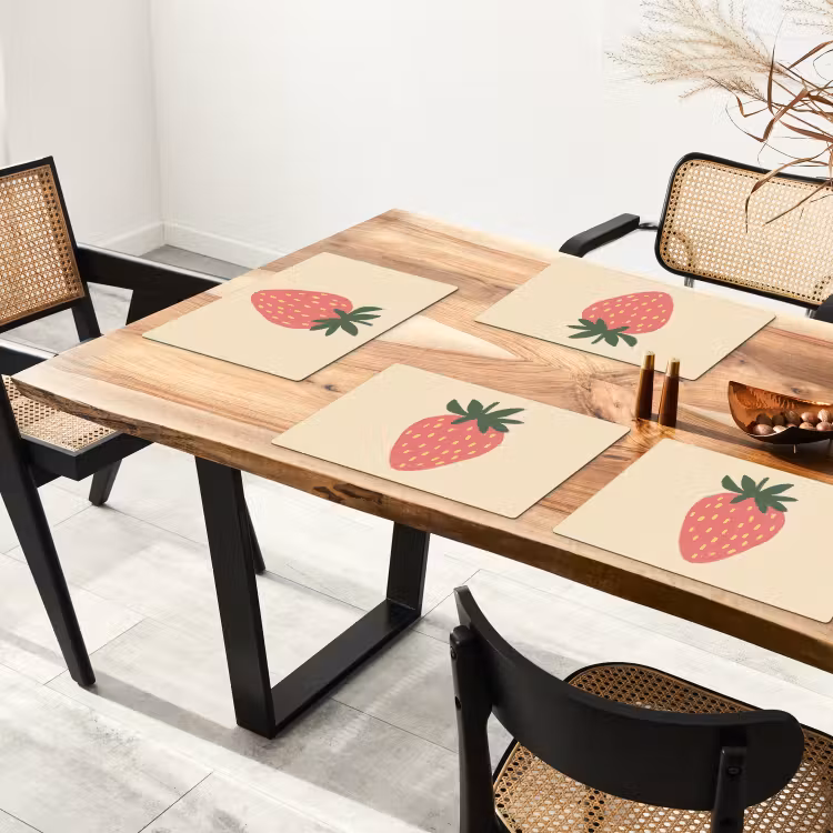 Sets de table en vinyle - Fraise - Minimaliste - Rouge - Fruit — 4