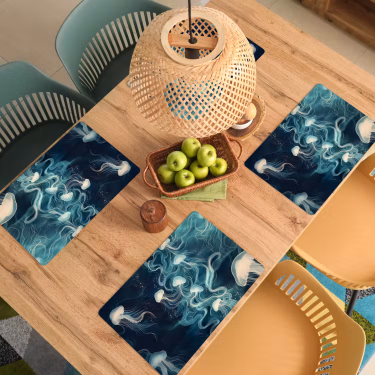 Sets de table en vinyle - Méduse - Mer - Blanc - Vagues — 3