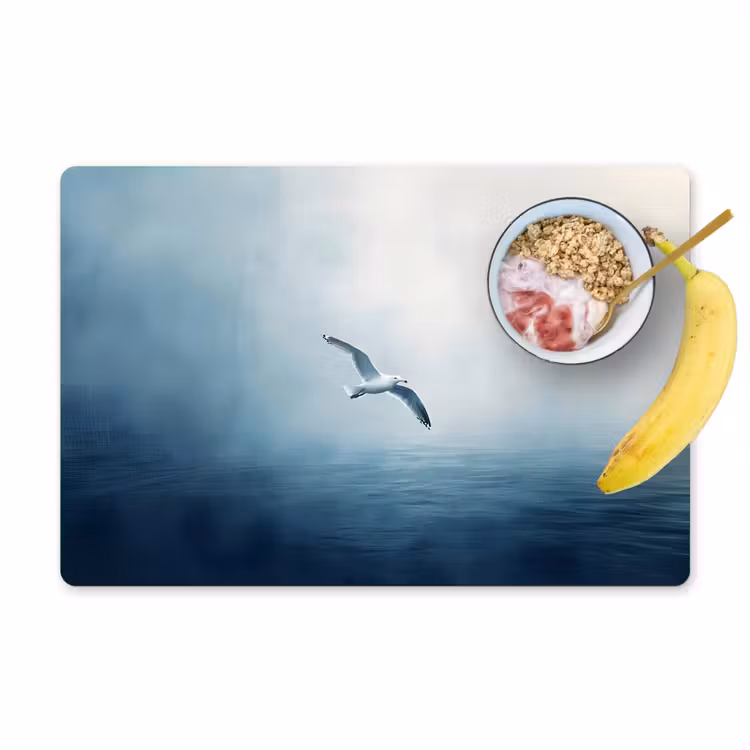 Sets de table en vinyle - Mouette - Blanche - Mer - Brumeuse — 1