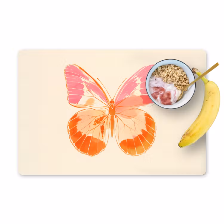 Sets de table en vinyle - Orange - Papillon - Minimaliste — 1