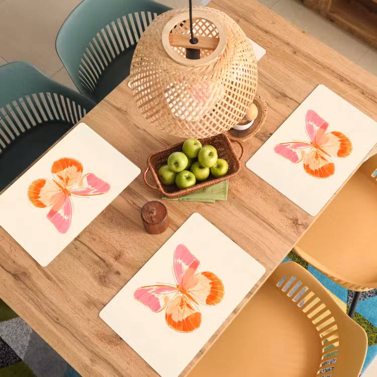 Sets de table en vinyle - Orange - Papillon - Minimaliste — 3