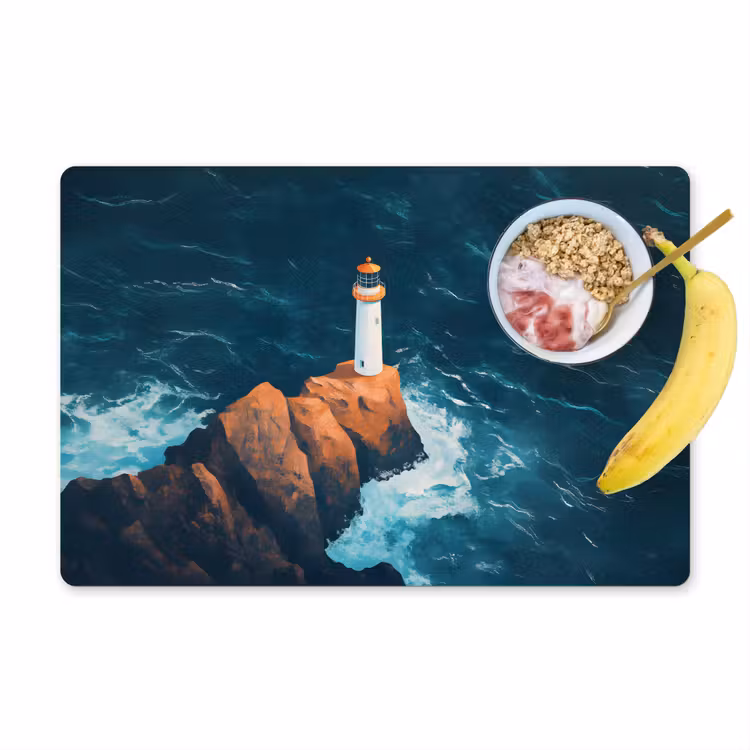 Sets de table en vinyle - Phare - Rocher - Mer - Vagues — 1