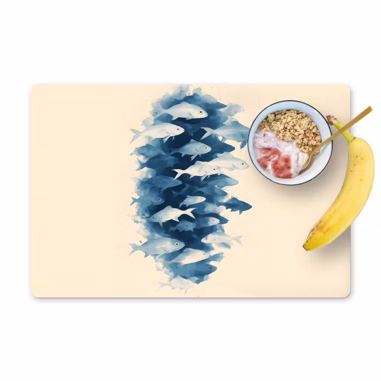 Sets de table en vinyle - Poissons - Minimaliste - Bleu — 1