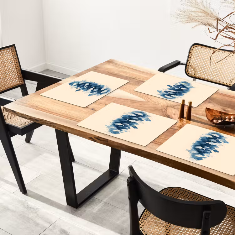 Sets de table en vinyle - Poissons - Minimaliste - Bleu — 4