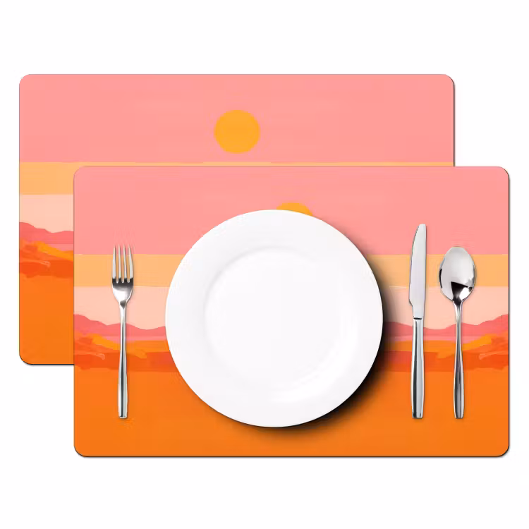 Sets de table en vinyle - Soleil - Abstrait - Paysage - Orange — 2