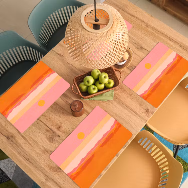 Sets de table en vinyle - Soleil - Abstrait - Paysage - Orange — 3