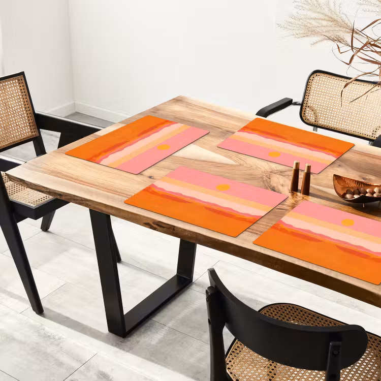 Sets de table en vinyle - Soleil - Abstrait - Paysage - Orange — 4