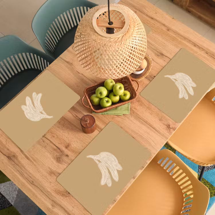 Sets de table en vinyle - Bananes - Beige - Dessin au trait - Minimaliste — 3