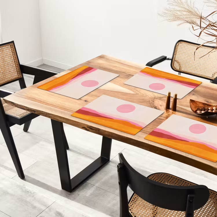 Sets de table en vinyle - Collines - Orange - Soleil - Abstrait — 4