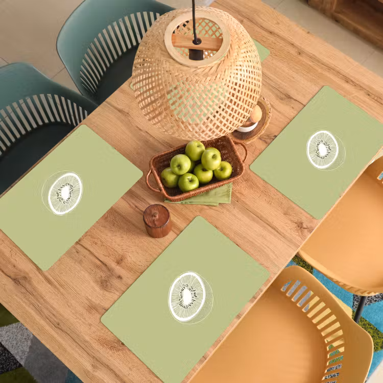 Sets de table en vinyle - Kiwi - Dessin au trait - Minimaliste - Vert — 3