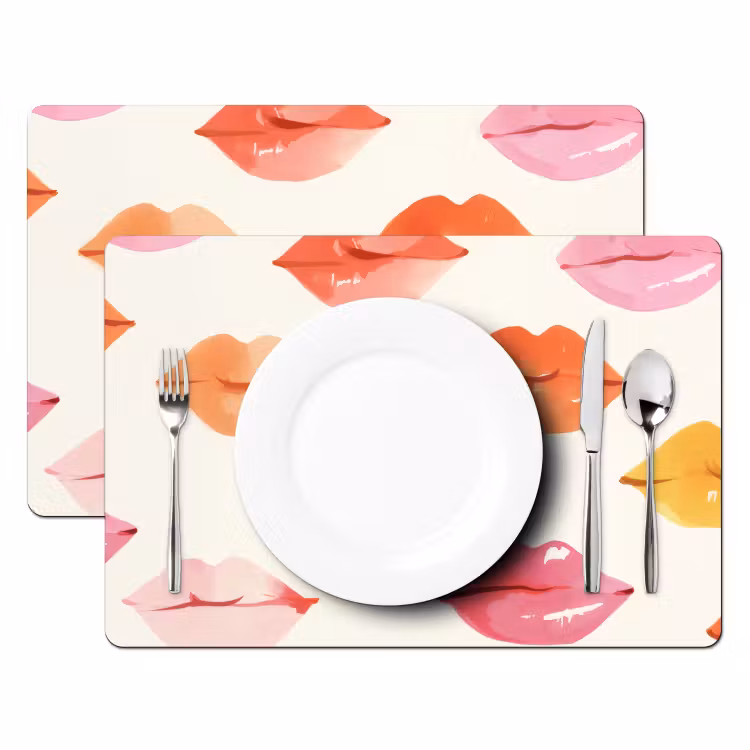 Sets de table en vinyle - Lèvres - colorées - brillantes — 2