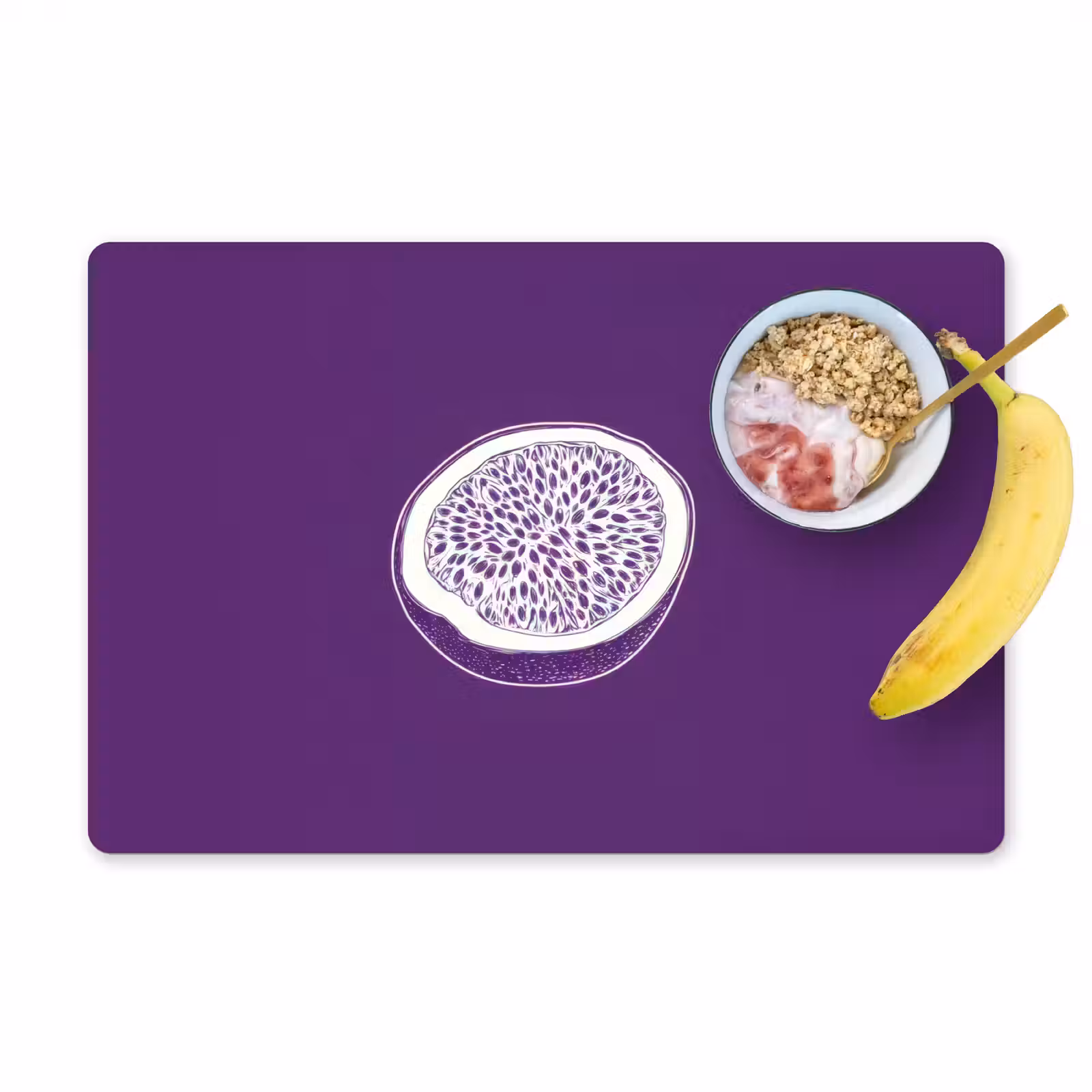 Sets de table en vinyle - Fruit de la passion - Graines - Violet - Minimaliste — 1