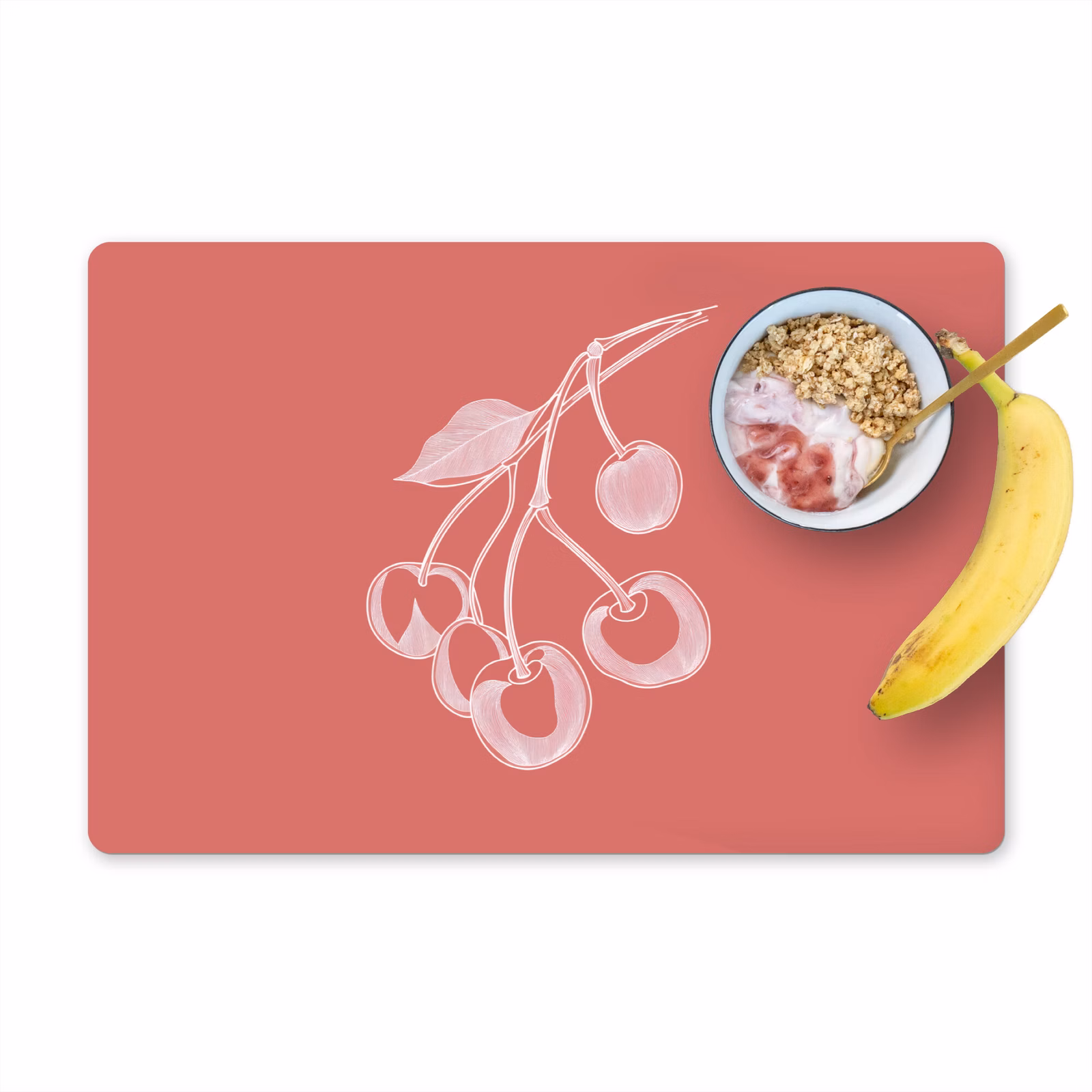 Sets de table en vinyle - Illustration de ligne - Cerisier - Branche - Blanc — 1
