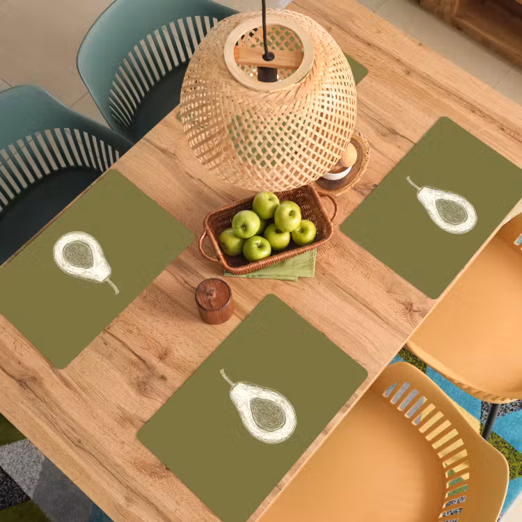 Sets de table en vinyle - Avocat - Minimaliste - Illustration - Vert — 3